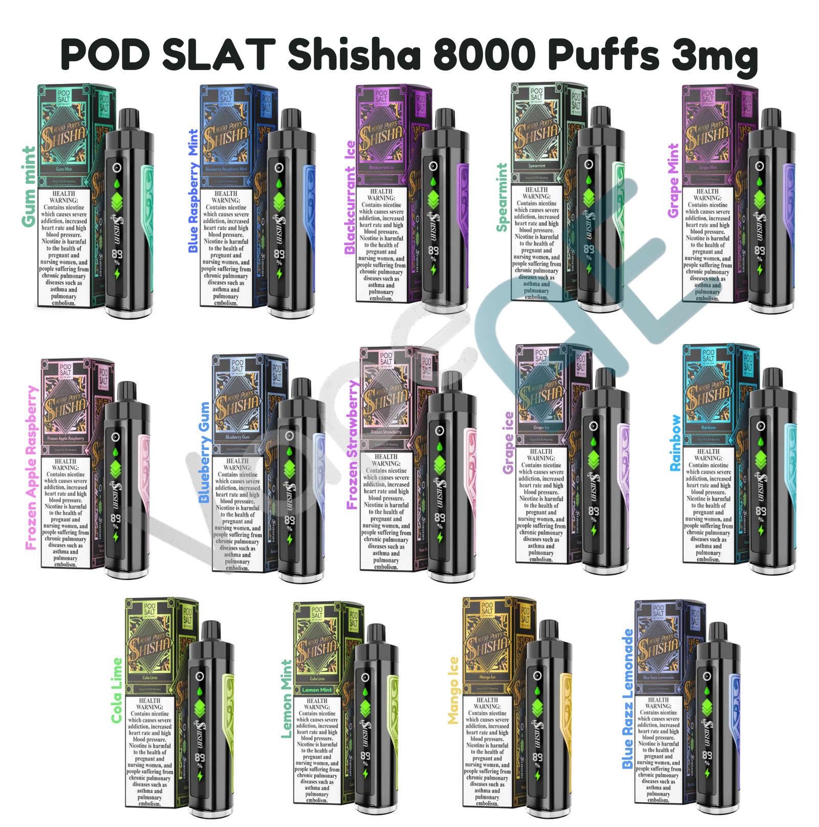 POD SLAT Shisha 8000 Puffs 3mg